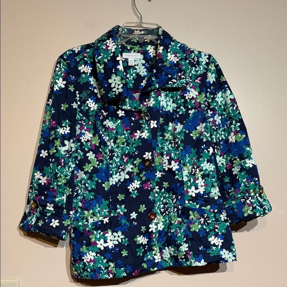 Charter Club Navy Floral Jacket
